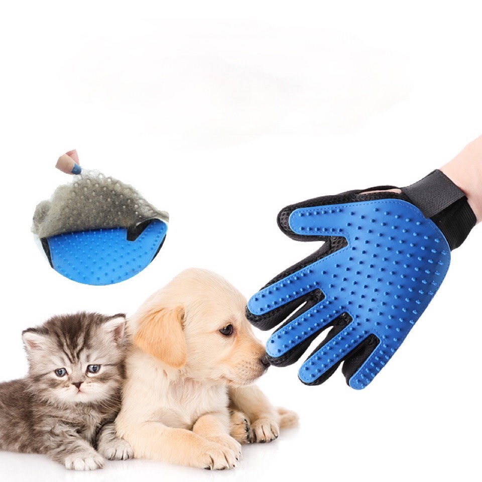 Găng tay chải lông cho chó mèo - vệ sinh tắm cho thú cưng.