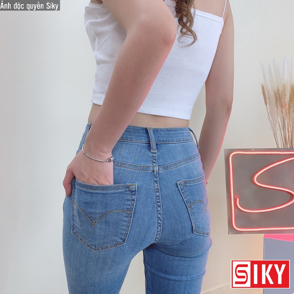 Quần jean nữ 9 tấc lưng cao dáng đẹp SIKY quần bò cạp cao skinny jeans bigsize co giãn tốt - QJ14