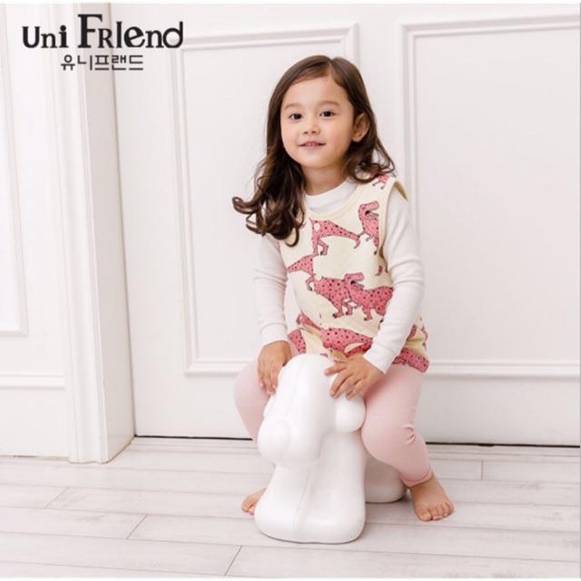 Áo vest giữ ấm bé gái Hàn Quốc uniFriend _ pinkdino