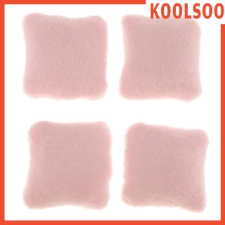 [KOOLSOO] 4 Pieces 1/12 Scale Dollhouse Pink Soft Velvet Cushion Throw Pillows Set