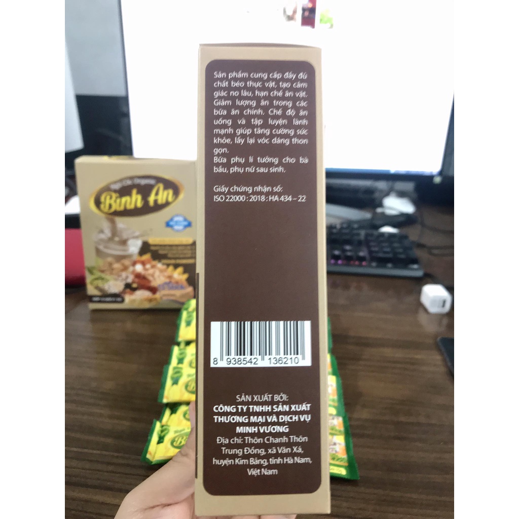 Bột Ngũ cốc Organic Bình An mẫu mới - Giúp giảm cân, lợi sữa thơm ngon, bổ dưỡng (Hộp 15 gói x 15g)