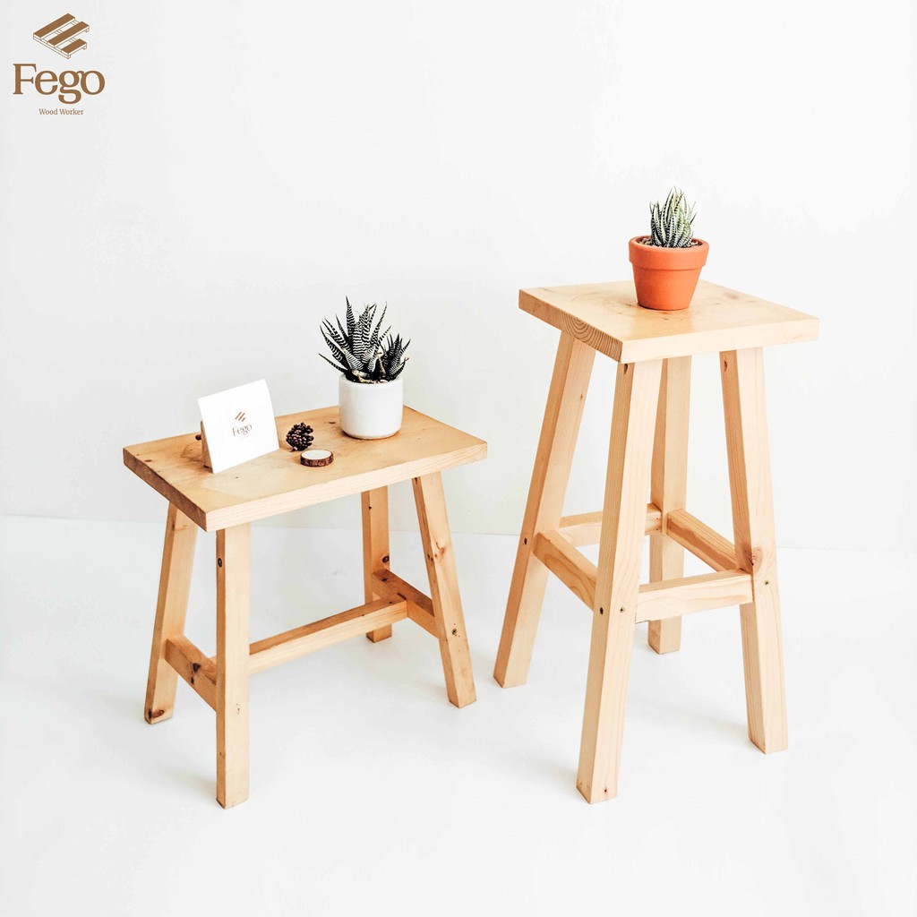 Ghế đôn FEGO gỗ thông tự nhiên cao 60cm