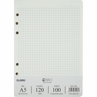 Ruột sổ còng 6 chấu  A5 Klong (Caro, Dot Grid, Lined)- 100 tờ giấy dày MS996/997/998