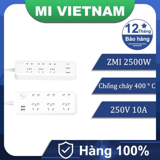 Ổ cắm điện 6 cổng 2 USB Xiaomi Zimi CX05 CXP01 65W tích hợp 2 cổng USB, 1 cổng Type C +1.5M C to C Cáp sạc nhanh