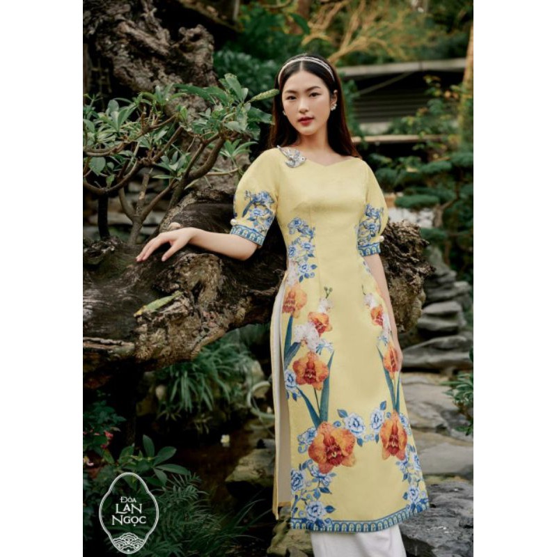 ÁO DÀI GẤM VÂN ♥️LAN HỒ ĐIỆP TAY NHÚN BỒNG ĐIỆU ĐÀ♥️KÈM ẢNH THẬT VÀ VIDEO
