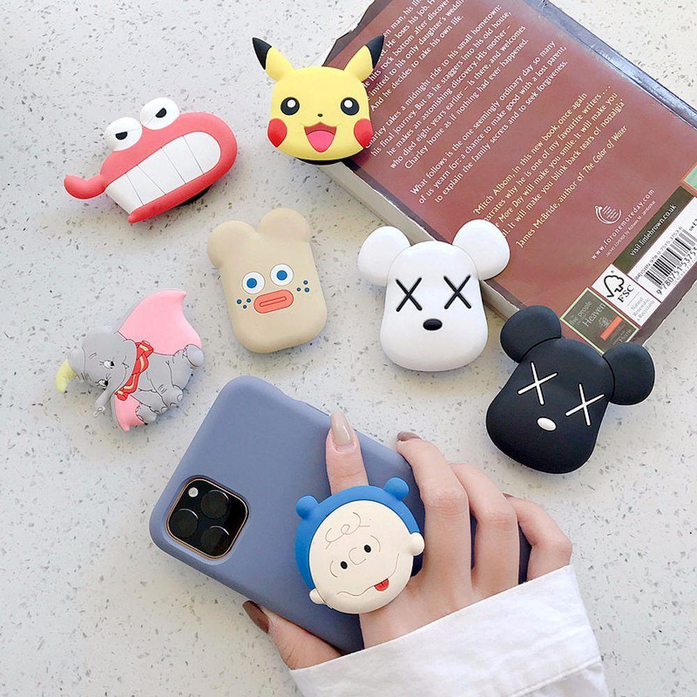 Giá Đỡ Điện Thoại Dạng Gập Hình Tròn In Hình Pikachu Dễ Thương