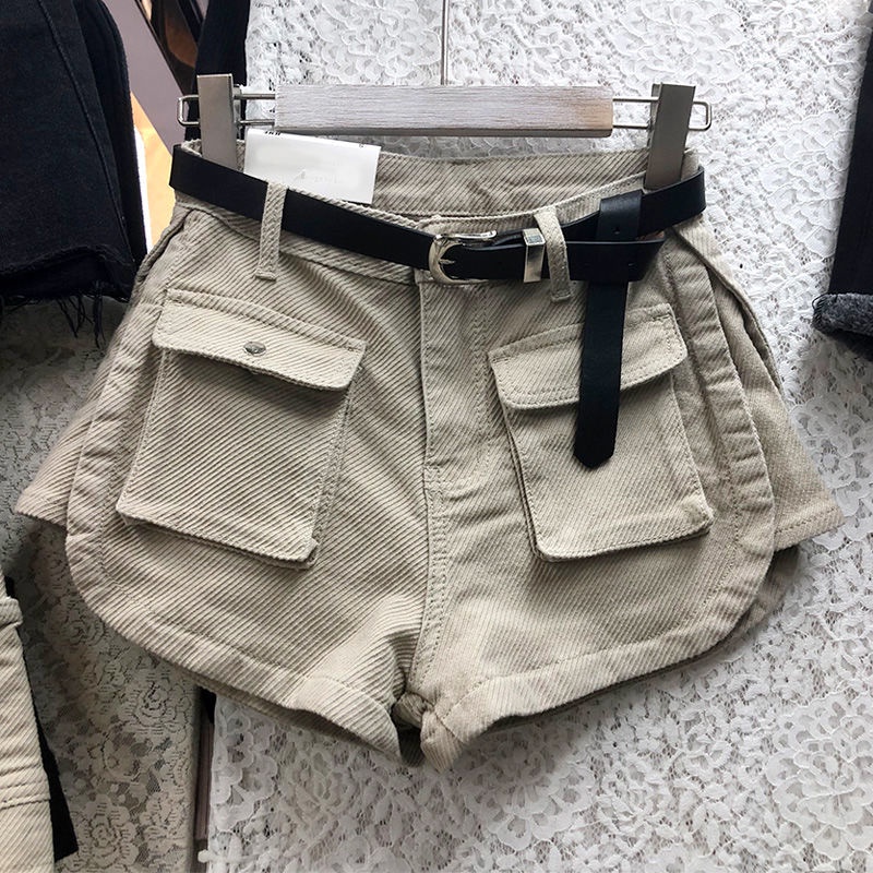 JSC Jiashucheng Quần Yếm Denim Ngắn Dáng Chữ a Lưng Cao Ống Rộng Phong Cách Mới Mùa Hè Bán Chạy jiashucheng Cho Nữ