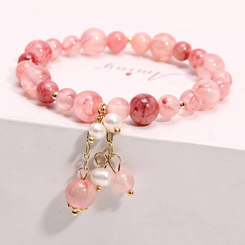 Vòng Tay ♈️  Vòng Tay May Mắn Xỏ Hạt Pha Lê Hình Hoa Đào Thời Trang Hàn Quốc Dành Cho Nữ | BigBuy360 - bigbuy360.vn