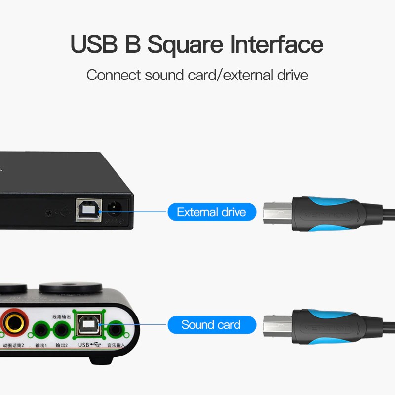 Vention Faster & More Stable USB 2.0 Printer Cable For Drive/Sound Card/Fax Machine/Printer/Scanner