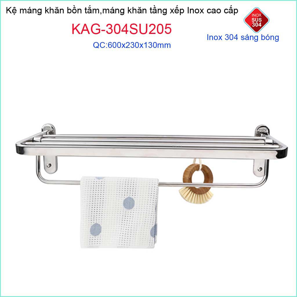 Máng Khăn 2 tầng Tovashu, Vắt khăn 2 tầng inox 304 KAG-304SU205