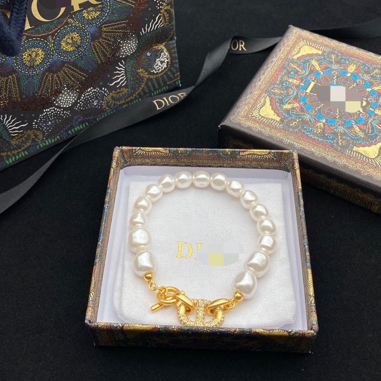 Dior Vòng tay ngọc trai nữ Thời trang Cái mới tính cách hoang dã vòng tay kim cương