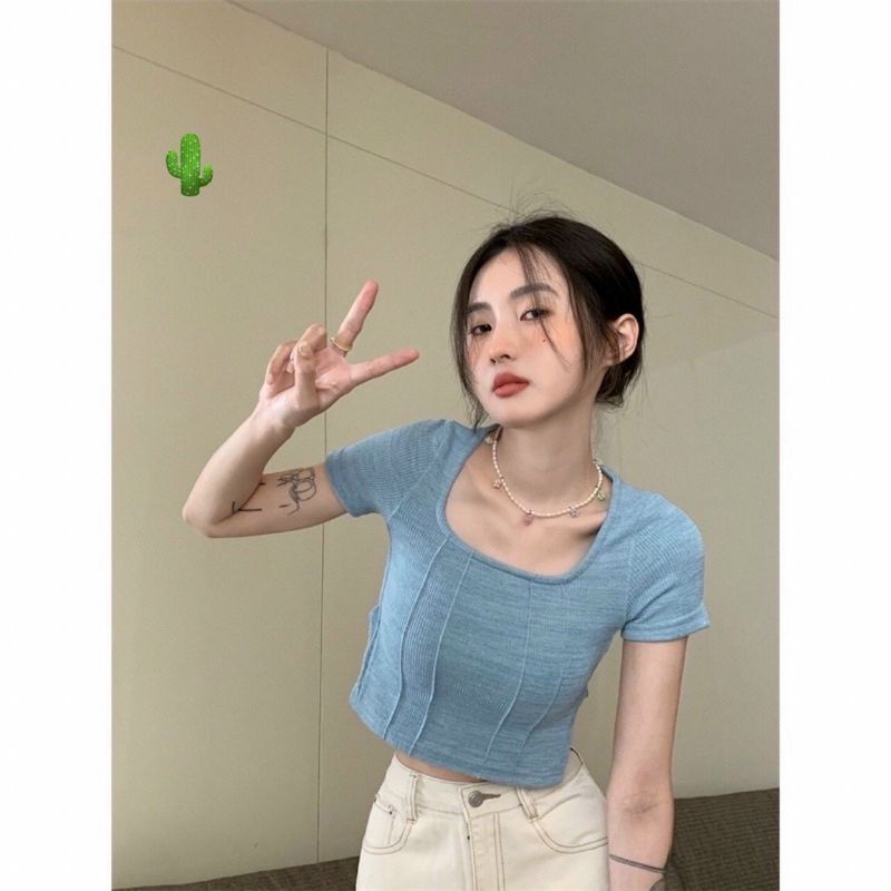 ÁO CROPTOP XINH ĐẸP NGẮN TAY VẠT BẦU U2 alohashop91
