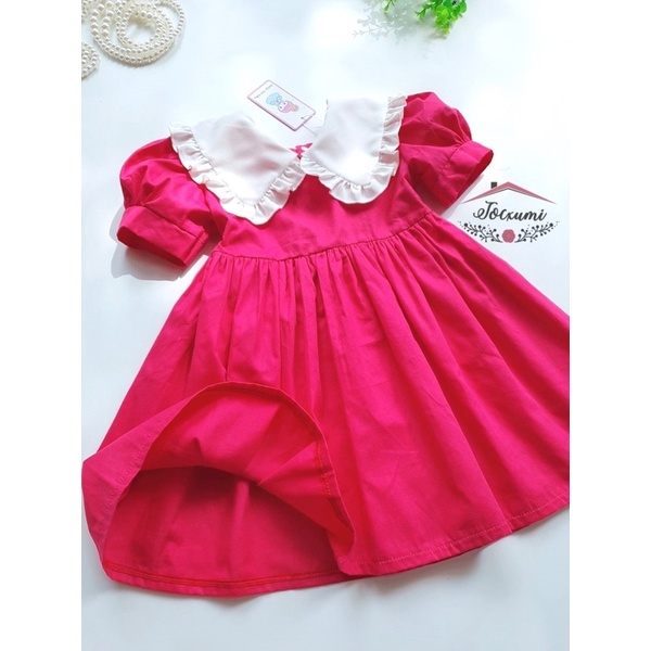 Váy tiểu thư cổ trắng viền bèo 4 màu xinh cho bé gái - Tocxumi