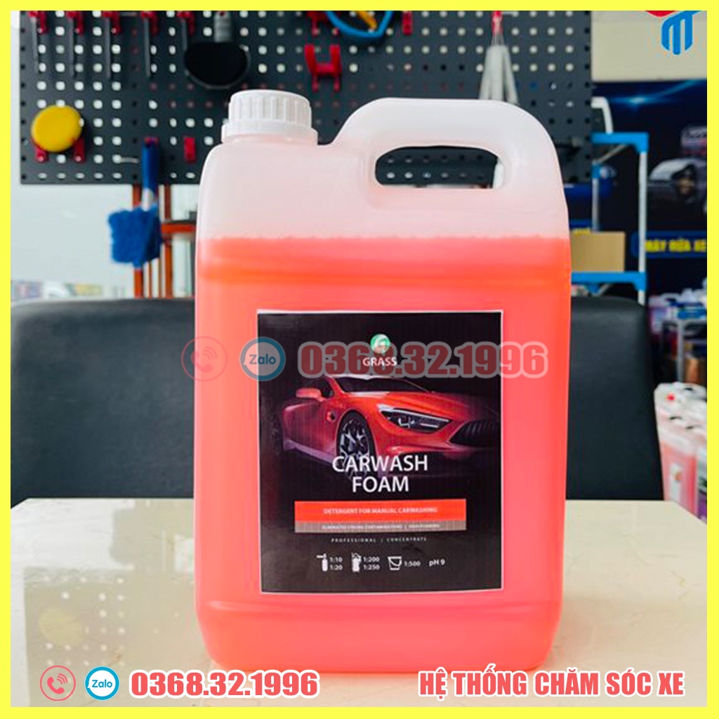 Nước Rửa Xe Bọt Tuyết - Dung Dịch Rửa Xe Ô tô, Xe Máy Siêu Đậm Đặc Grass Carwash Foam - 5L (hàng chính hãng)