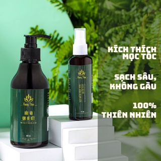 Combo dầu gội thảo dược Bồ kết chống gàu ngứa rụng tóc và tinh chất xịt bưởi Hương Thảo 200ml + 100ml