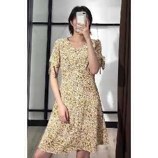 Libie Dress - Đầm hoa voan tay cột nơ