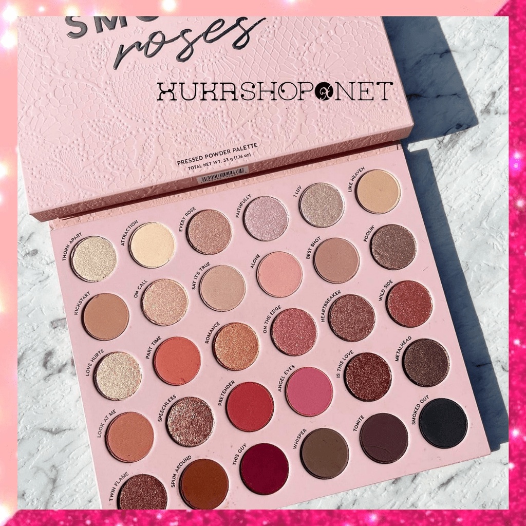 Bảng phấn mắt 30 ô màu Colourpop Smoke Rose trang điểm lâu trôi bền màu chống thấm nước