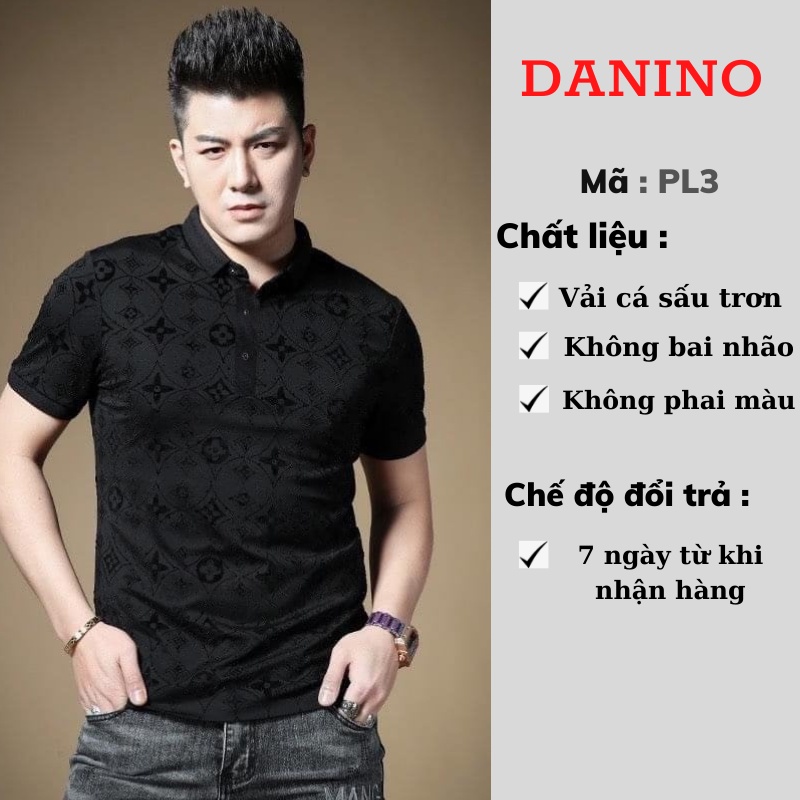 Áo polo nam vải cá sấu trơn cotton cao cấp ngắn tay in hình PL3 Danino