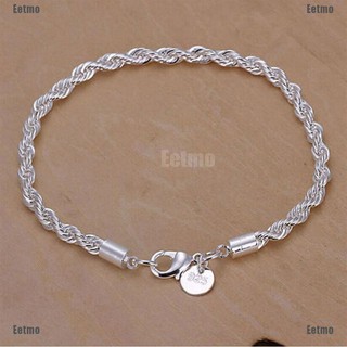 (Eetmo) New Couple Silver Plated Bracelet Fashion Jewelry Bracelet Twisted Rope Bracelet