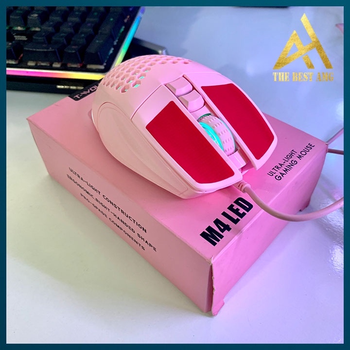 Chuột Máy Tính Có Dây Led Rgb T-WOLF M4 Màu Hồng Siêu Đẹp - Chuột Gaming Vi Tính Laptop Chơi Game