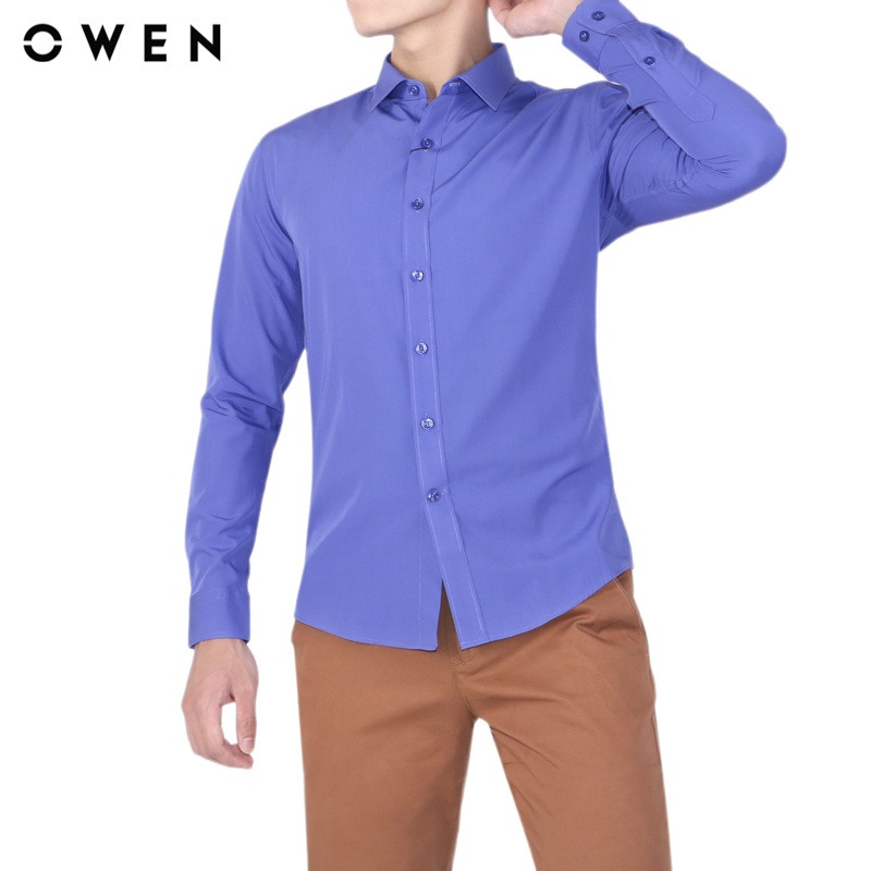 Áo sơ mi dài tay nam Owen Bamboo Regular Fit Xanh tím - AR90680D