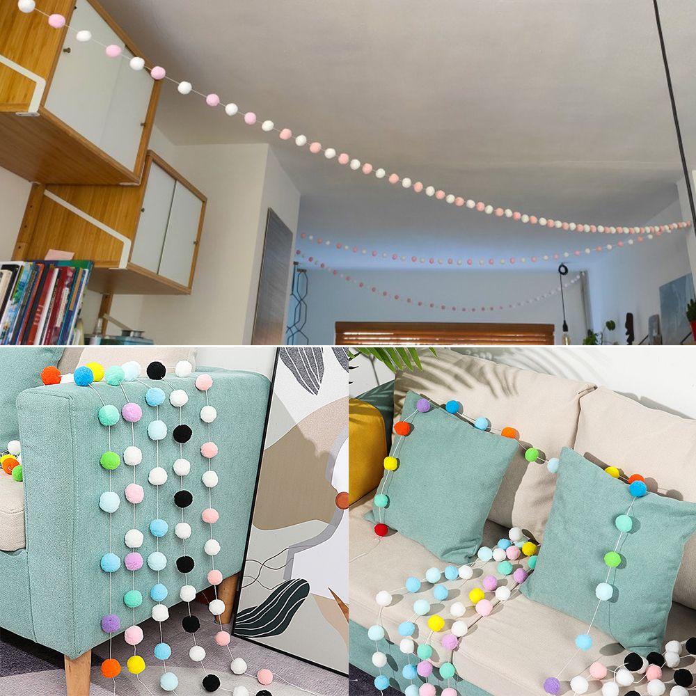 Dây Bóng Pompom Nhiều Màu 2.5M Dùng Trang Trí Phòng Trẻ Em DIY