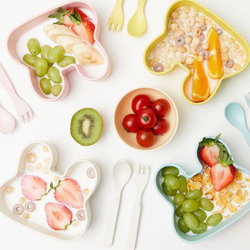SET BÁT ĂN DẶM SỢI TRE THE LITTLE RABBIT NỘI ĐỊA HÀN KÈM BỘ THÌA DĨA