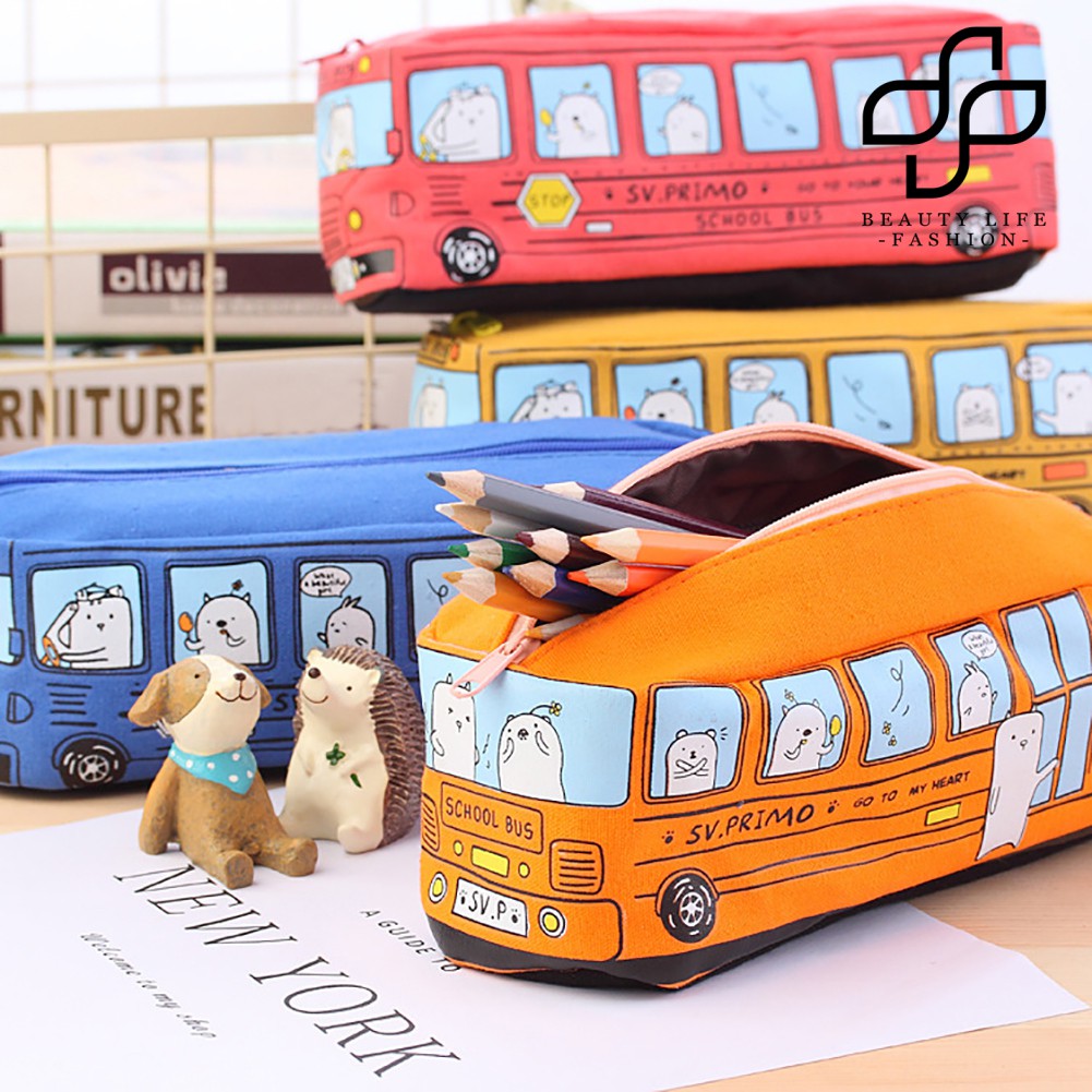 Túi Đựng Bút Đựng Dụng Cụ Học Tập Tạo Hình Xe Buýt Xinh Xắn
