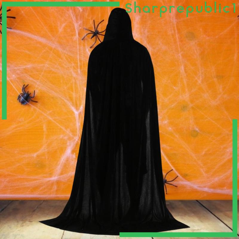 Áo choàng nhung đen dáng dài 150cm có mũ trùm dùng để hóa trang Halloween
 | BigBuy360 - bigbuy360.vn