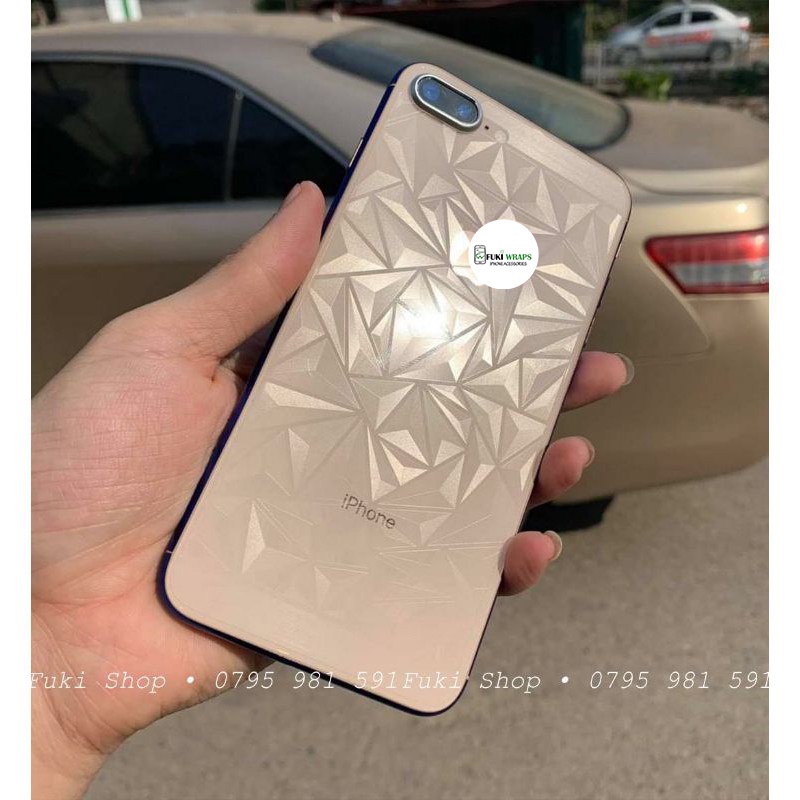 Tấm Dán mặt sau 3D Vân Kim cương 6 7 8 6plus 7plus 8plus X XS XR XSMAX 11 PRO MAX FukiShop