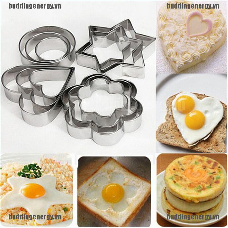 Bộ 12 Khuôn Chiên Trứng / Bánh Quy Bằng Thép Không Gỉ
