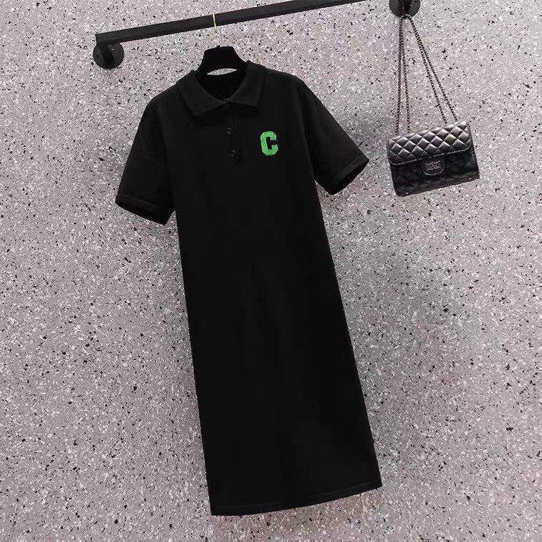 Váy polo nữ suông cộc tay thêu chữ, Đầm suông nữ chất vải poly bền đẹp  thoáng mát thời trang mùa hè cao cấp_DP01