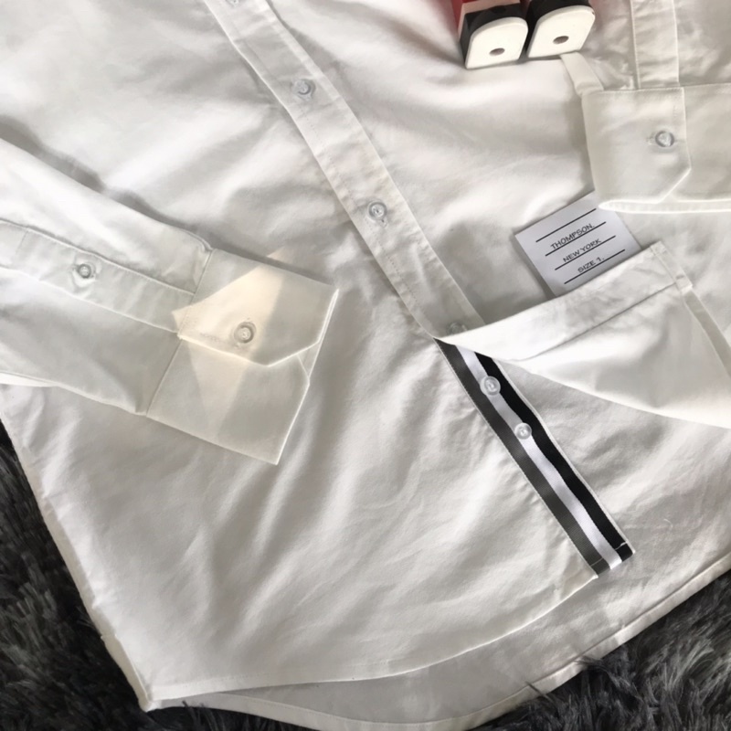 Áo sơ mi THOMPSON NEW YORK trắng viền khuy vải oxford nhập khẩu
