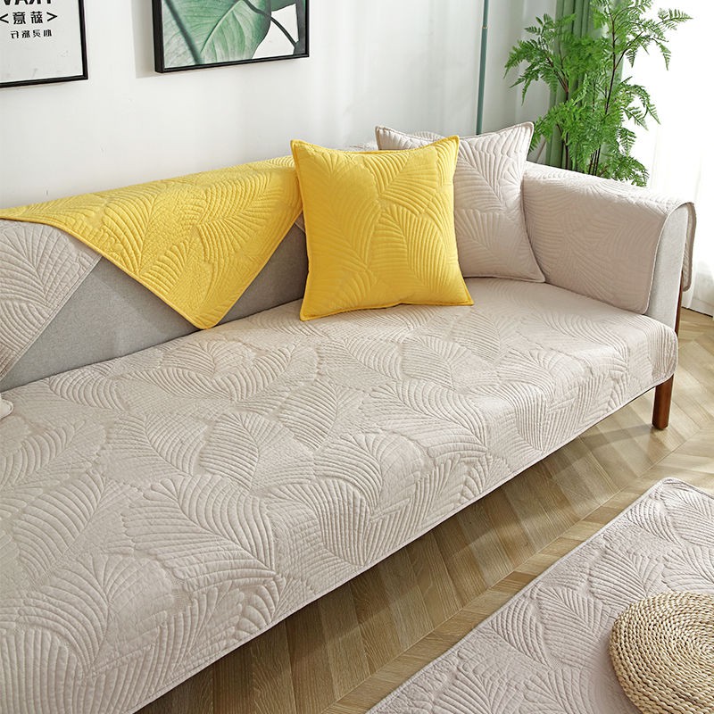 Đệm sofa bằng cotton và da chống trơn trượt thông dụng cho bốn mùa phong cách đơn giản