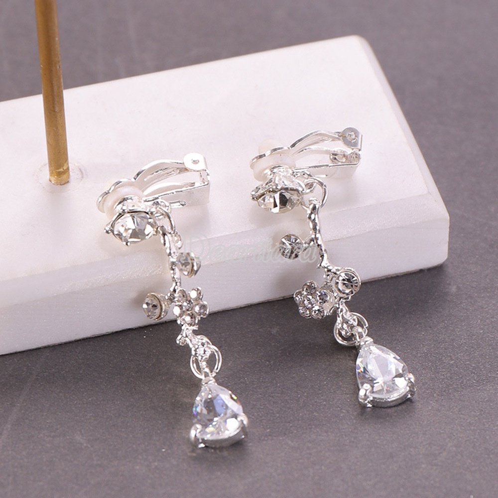 Bộ Vòng cổ Và Khuyên Tai Hình Hoa Đính Đá Zircon Thời Trang