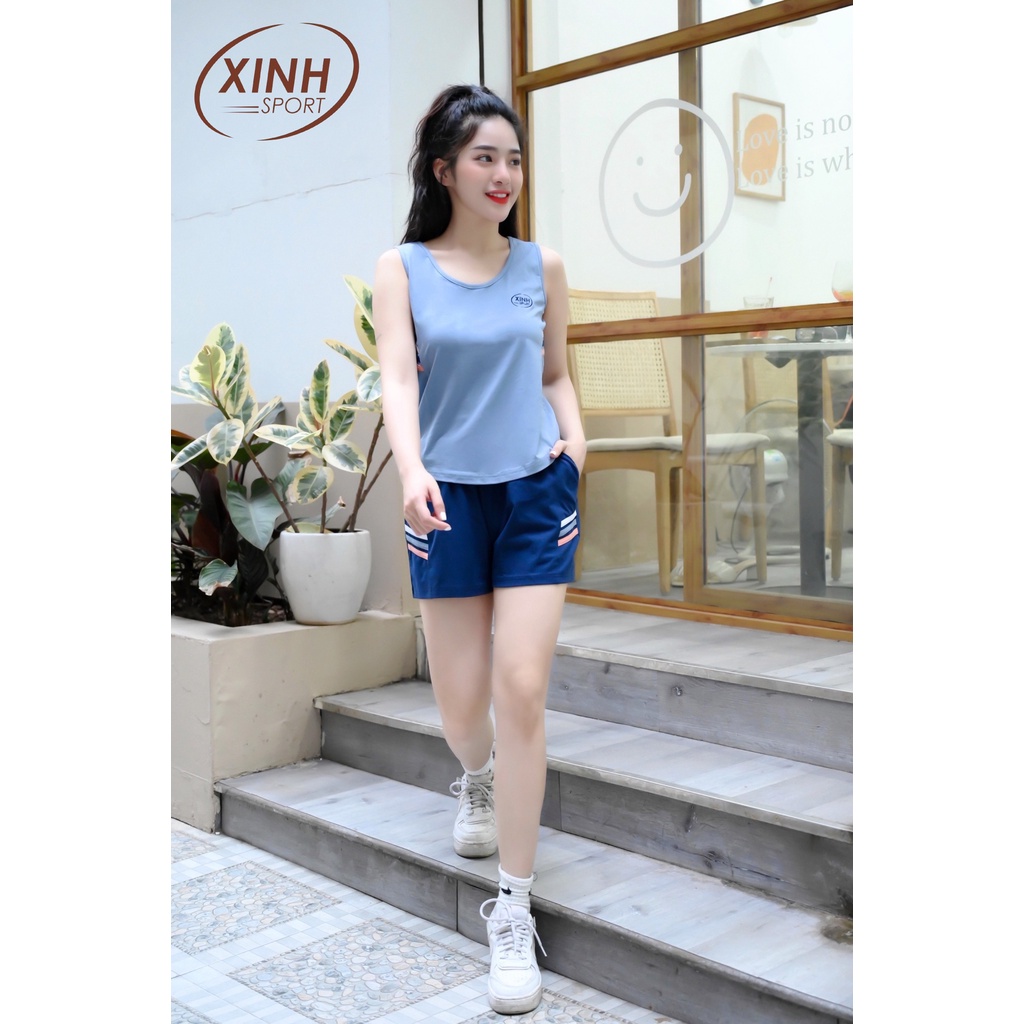 Bộ đồ thể thao nữ chất cotton Xinh Fashion Home Wear X22 quần đùi sooc áo sát nách form dáng đẹp - X385