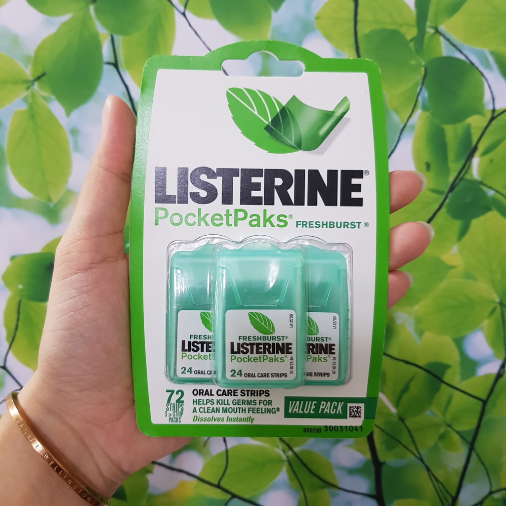 Miếng ngậm thơm miệng diệt khuẩn Listerine Set 3 hộp 72 miếng