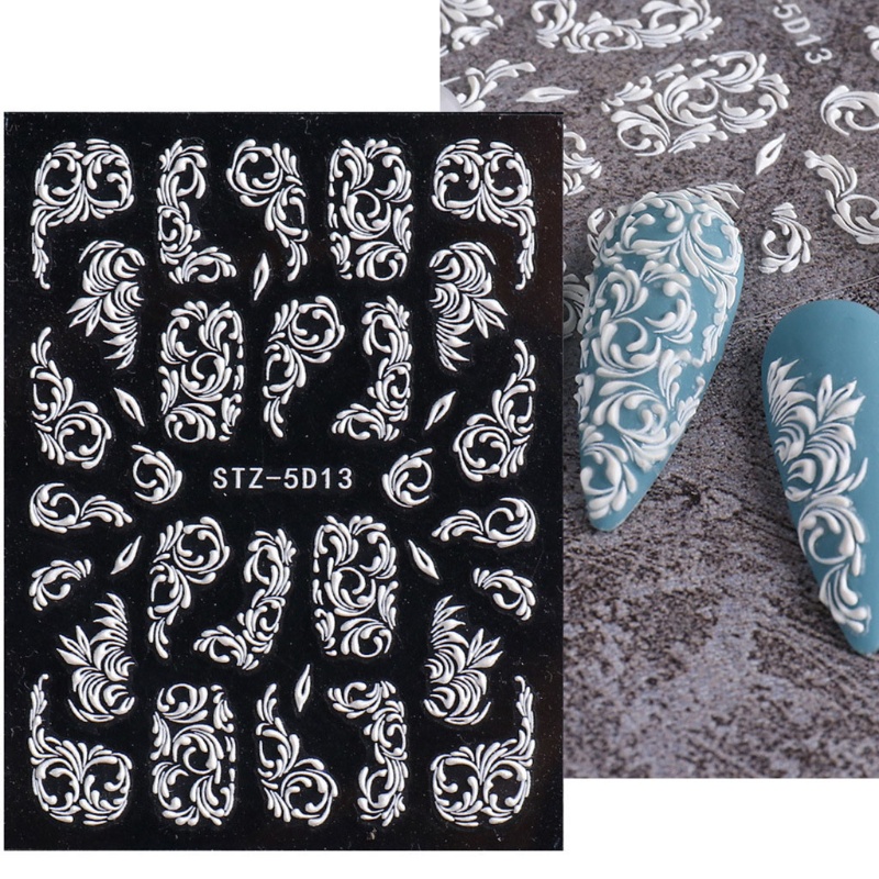 Miếng Dán Móng Tay Tự Dính Họa Tiết Bông Tuyết Giáng Sinh Màu Trắng