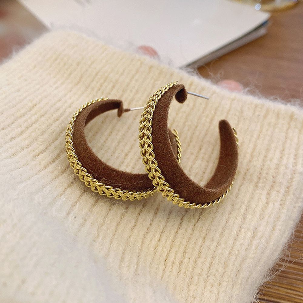 Bông tai hình chữ C bằng kim loại 925 thời trang Hàn Quốc cho nữ