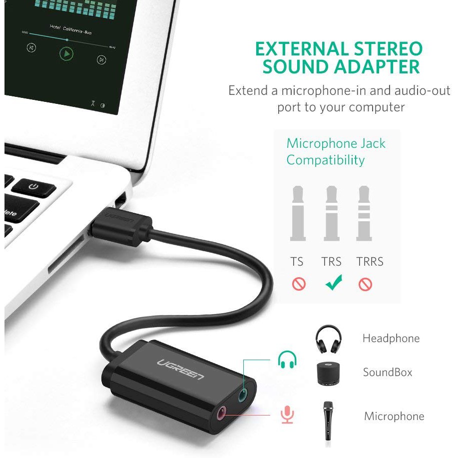 Cáp chuyển USB ra Sound UGREEN 30724  Màu đen