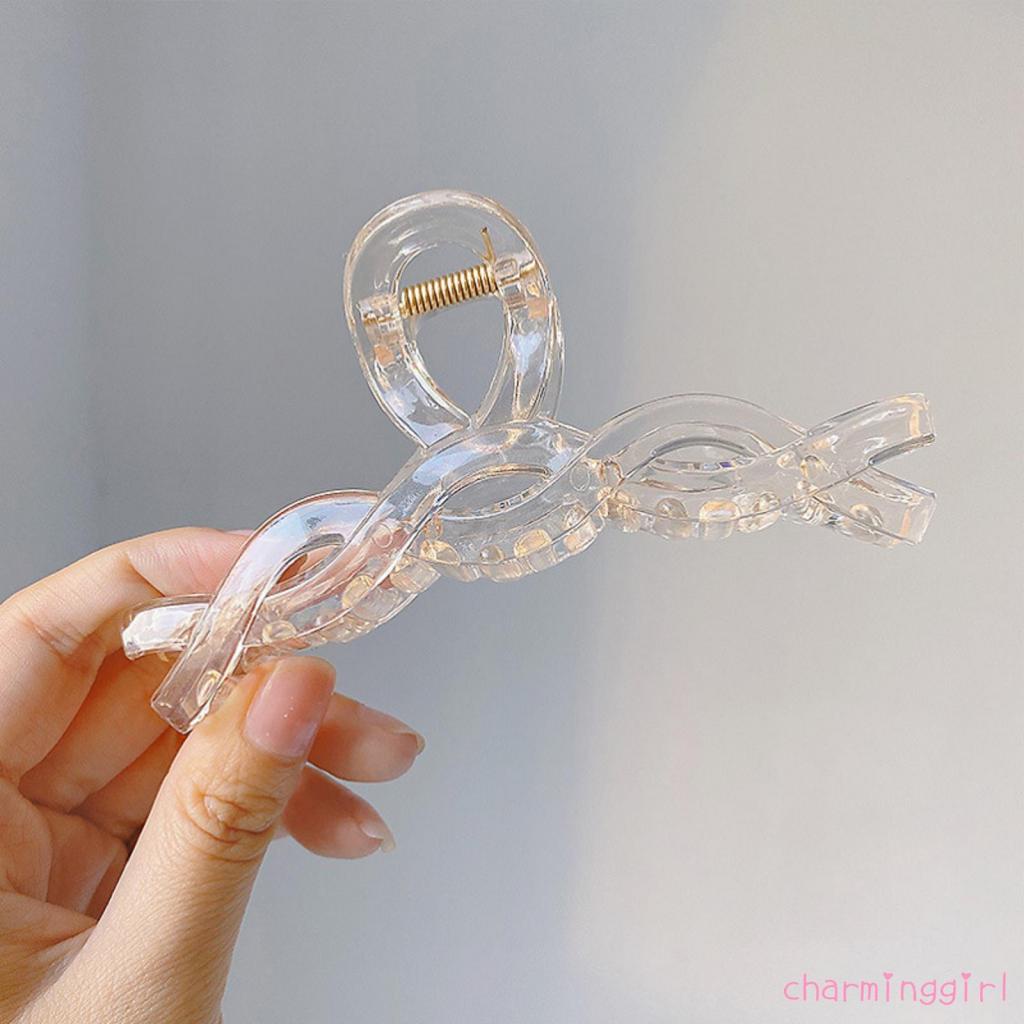 Kẹp tóc hình học trong suốt holographic kiểu retro cho nữ