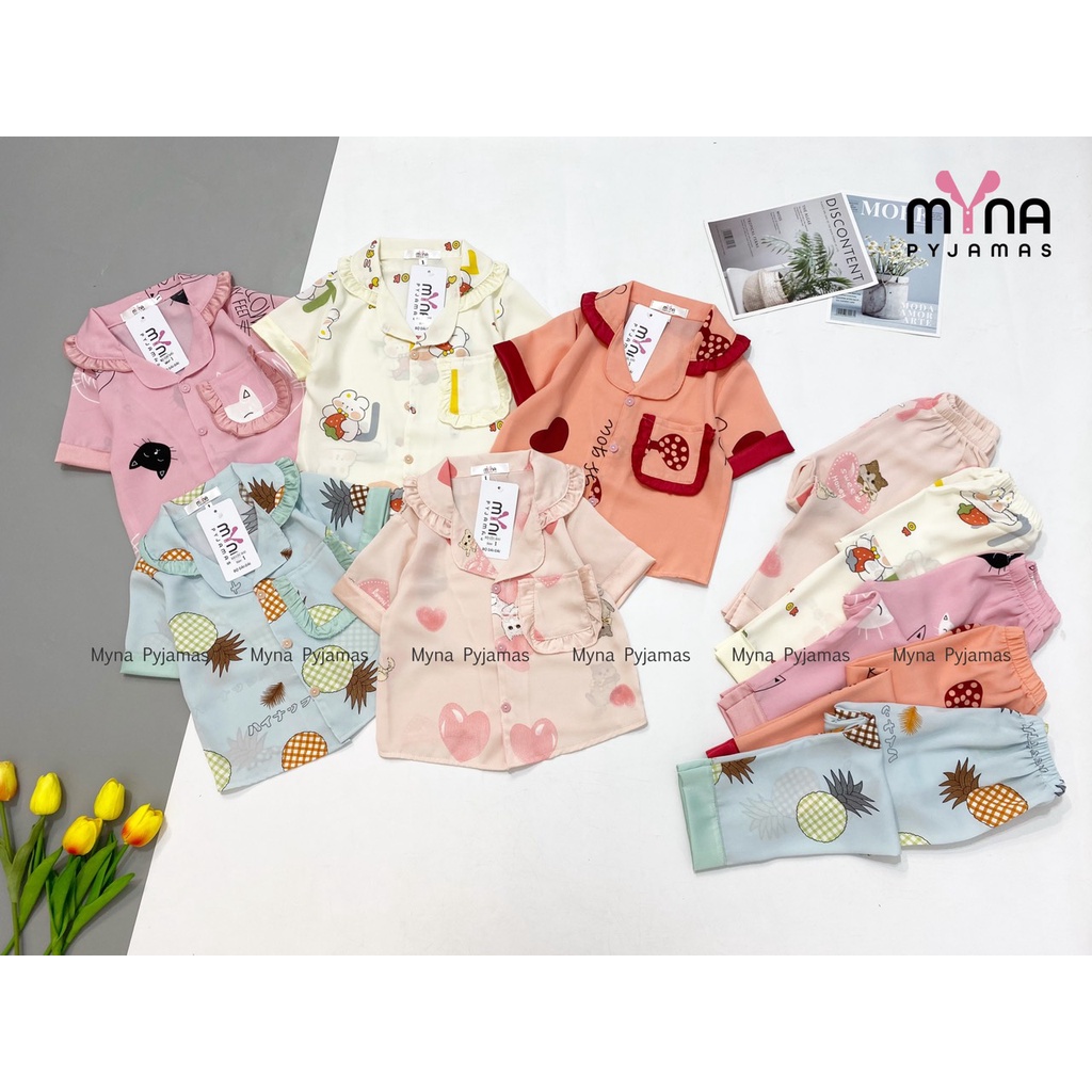 Bộ pijama trẻ em tay ngắn quần dài lụa mango cao cấp mềm mịn mát ( form từ 12-42kg)