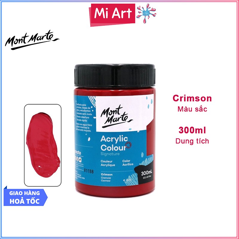 Màu Acrylic Mont Marte 300ml - Crimson - Acrylic Colour Paint Signature 300ml (10.1oz) - MSCH3011
