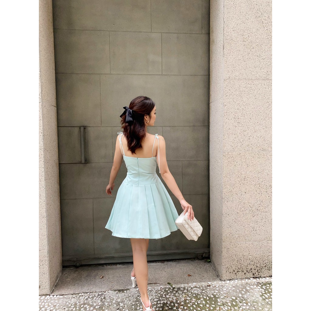 Đầm hai dây RECHIC tùng xòe Ganni màu xanh mint | BigBuy360 - bigbuy360.vn