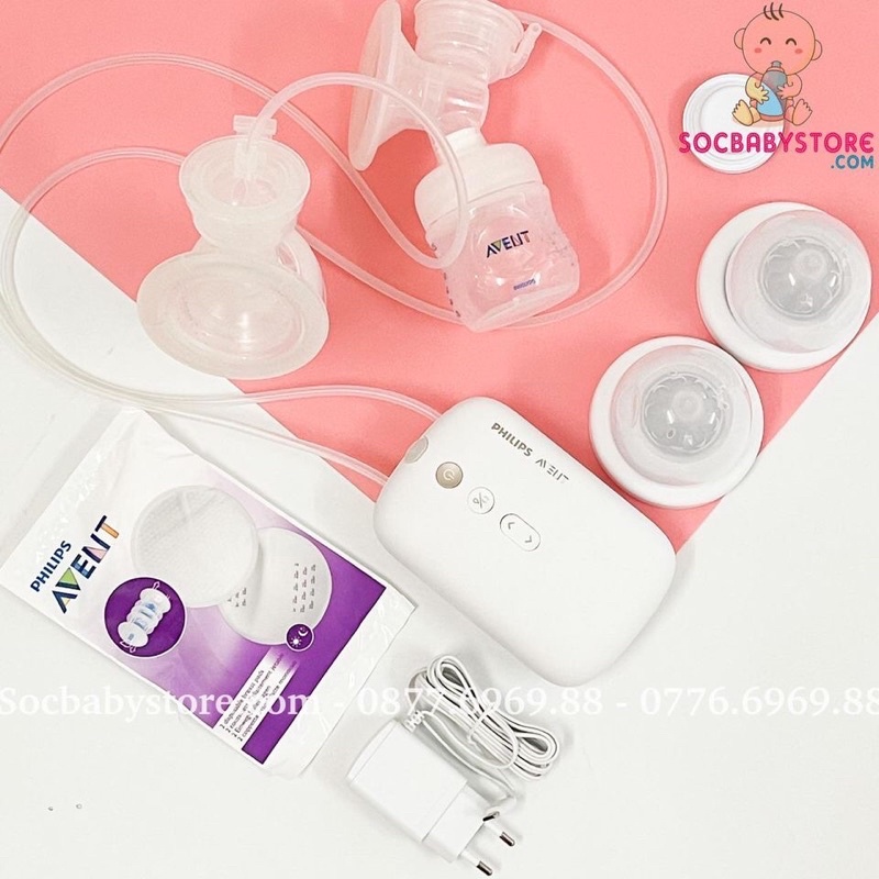 Máy hút sữa Philips Avent E-Plus điện đôi SCF394/11 có tích Pin-Chính hãng