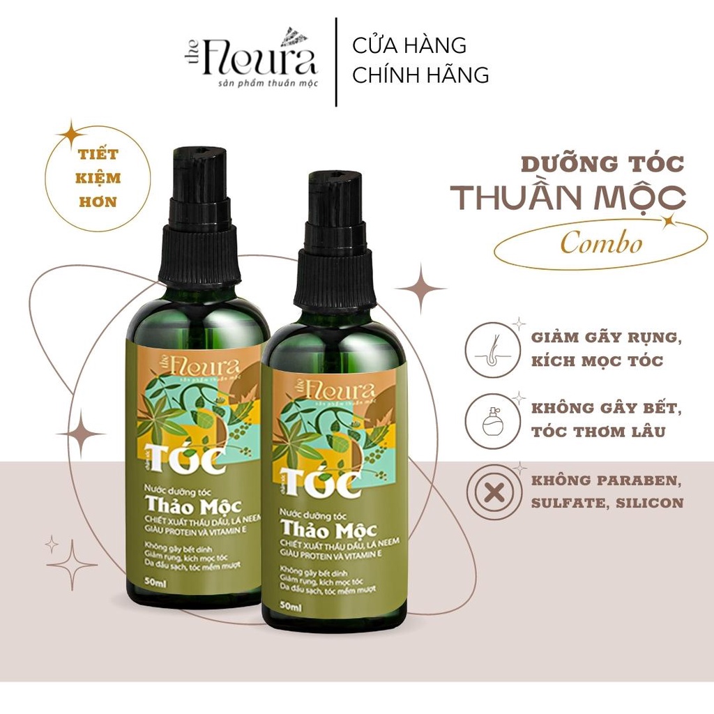Combo 2 chai Nước dưỡng tóc thảo mộc Fleura ngăn gàu nấm da đầu, giảm rụng tóc mọc tóc an toàn hiệu quả