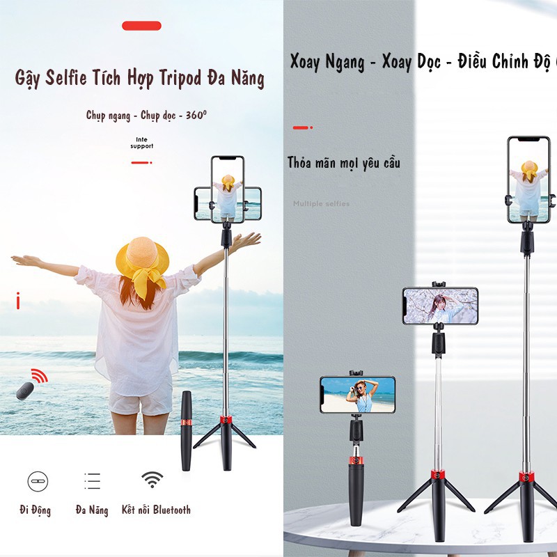 ↂ♛ﺴ[HOT] Gậy Tự Sướng Bluetooth Đa Năng| Tripod Selfie Bluetooth Chống Rung Cao Cấp Có Thể Thu Gọn Livestream Cực | BigBuy360 - bigbuy360.vn