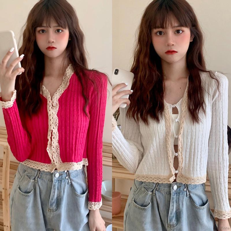 Áo Khoác Cardigan Dệt Kim Đính Ngọc Trai Xinh Xắn Dành Cho Nữ