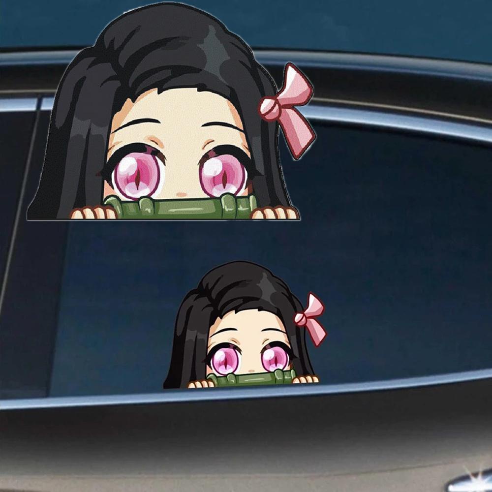 Miếng Dán Trang Trí Kính Chắn Gió Xe Hơi Hình Kimetsu No Yaiba