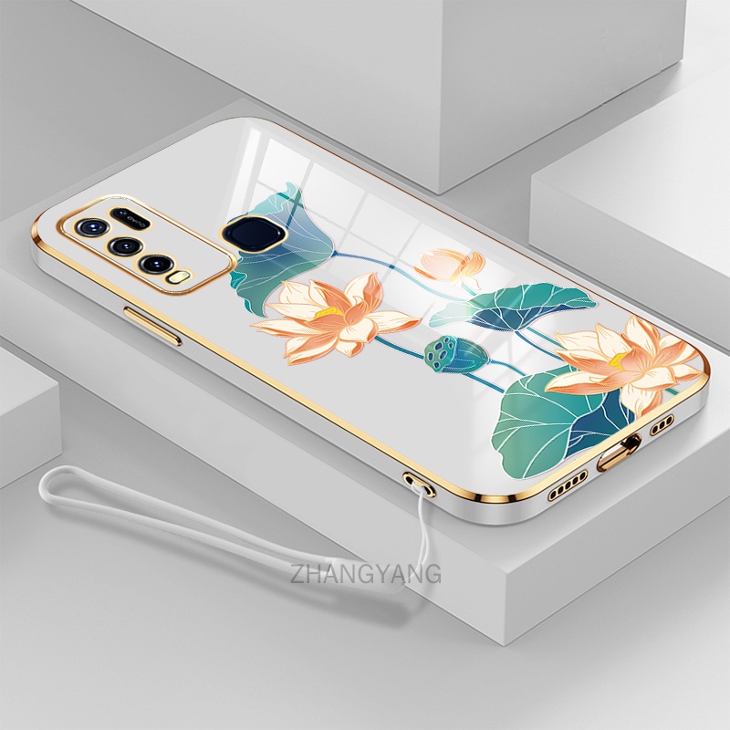 ốp lưng vivo y50 y30 y30i ốp điện thoại vivo y50 y30 y30i Ốp Điện Thoại TPU Dẻo Mạ Màu Họa Tiết Hoa Sen Sang Trọng
